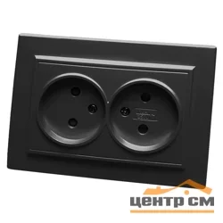 Розетка 2-местная СП STEKKER Эрна без заземления со шторкой, черная (PST10-9013-03)