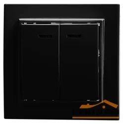 Выключатель двухклавишный СП 220V, 10А, c индикатором, черный (PSW10-9002-03) Эрна STEKKER