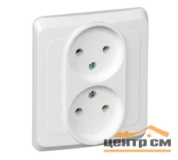 Розетка 2-местная СП Этюд 16А без заземления, белый. Systeme Electric PC16-005B