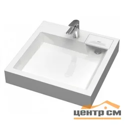 Умывальник BERGG lab. Люкс V61D1 с 1-отв. на стиральную машину 60 см в комплекте с кронштейнами и сифоном, сигнально-белый
