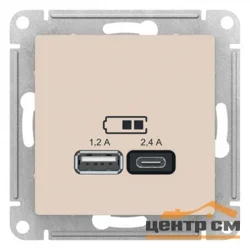 Механизм розетки USB AtlasDesign A+С 5В/2.4А 2х5В/1.2А беж. Systeme Electric ATN000239