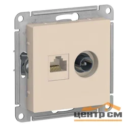 Механизм розетки компьютерной + TV 2-м AtlasDesign RJ45 кат.5E + TV беж. Systeme Electric ATN000289