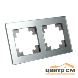 Рамка двухместная горизонтальная STEKKER Катрин, серебро стекло (GFR00-7002-03)