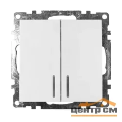 Механизм выключателя двухклавишный СП 220V, 10А, c индикатором, белый (GLS10-7102-01) Катрин STEKKER