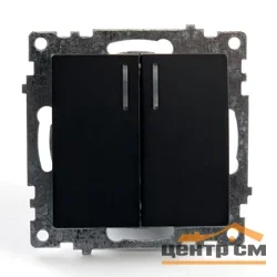 Механизм выключателя двухклавишный СП 220V, 10А, c индикатором черный (GLS10-7102-05) Катрин STEKKER