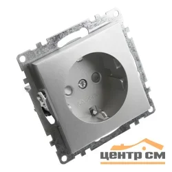 Розетка 1-местная (механизм) СП STEKKER Катрин с заземлением, 250В, 16А (GLS16-7110-03) серебро