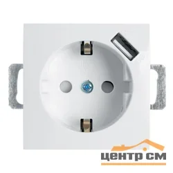 Розетка 1-местная (механизм) СП STEKKER Эрна с заземлением и с USB (PST16-9111-01) белый