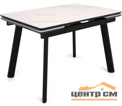 Стол Татами-2С 120х80 (+30+30), цвет Чёрный/МДФ Чёрный/White marble)+нога №5 чёрный