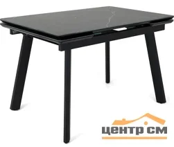 Стол Татами-2С 120х80 (+30+30), цвет Чёрный/МДФ/Чёрный/Black marble)+нога №5 чёрный