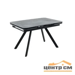 Стол Леон 1200 (1840)х800 керамика 0 кат., (Цвет керамогранита: Greys grey Цвет каркаса: Черный матовый (Муар) Цвет пленки: Черный глянец