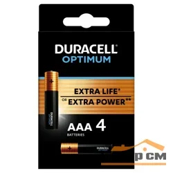 Элемент питания LR03(ААА) алкалиновый 1,5v (уп. блистер 4шт) Duracell Optimum 5014062
