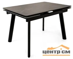 Стол Татами-2С 120х80 (+30+30), цвет Чёрный/МДФ Чёрный/ Серый мрамор/Armani Grey)+нога №5 чёрный