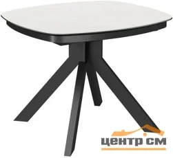 Стол Сохо-1С 100х90 (+32), цвет Чёрный/МДФ+PVC Чёрный/White marble)+нога №111Q чёрный