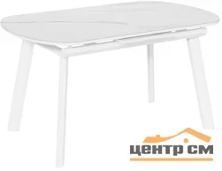 Стол Шамони-1С 140х85 (+37) (царга Белый/МДФ+PVC Белый/White marble) + нога №5 (белый)