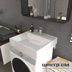 Умывальник SIRIUSLINE ESTETIC WHITE с 1-отв. (600*550*110) в комплекте с кронштейнами и сифоном Ани Юнг 1 1/4"*32 с отв. д/стир.машины, с гофр. трубой