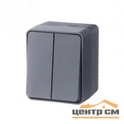 Выключатель двухклавишный ОП AtlasDesign Profi54 IP54 10AX антрацит SE ATN544051