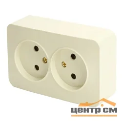 Розетка 2-местная ОП STEKKER София 250В, 10А, IP20 без заземления, слоновая кость, арт.MST10-12-04