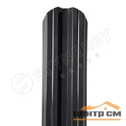 Штакетник металлический STYNERGY М-образный фигурный 0.45 мм, PE RAL 9005 (чёрный), ширина 108мм, длина 1.7 м.п.