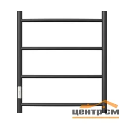 Полотенцесушитель электрический POINT Афина (electro) 500х600 4 перекладины, диммер слева, черный матовый