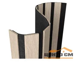 Панель акустическая гибкая ARTIVA flex №2, черный войлок, 2750х600х9мм, рейки МДФ 40х6мм, ясень кристалл
