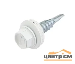 Саморез кровельный 4,8x35 сверло №1 (сигнально-белый) RAL 9003 (уп 60шт) Biskrep