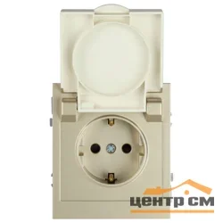 Розетка одноместная механизм СП ЭРА Arktik 2P+E Schuko с заземлением и шторками с крышкой 16А-250В шампань арт.16-2103-04