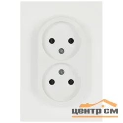 Розетка двухместная СП без заземления 16А 2X2P, белый матовый арт.16-2107-08 ЭРА Arktik