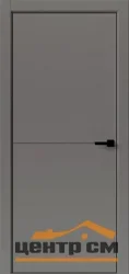 Дверь UBERTURE ТАМБУРАТ ЛАЙТ ЭМАЛАЙН Модель 4202 глухое, Антрацит, молдинг черный, кромка черная ABS 70