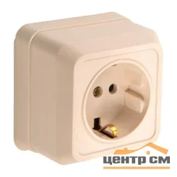 Розетка 1-местная ОП General Альфа 2П+3 IP20 16А 250В (керамика) слоновая кость