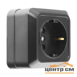 Розетка 1-местная ОП General Альфа 2П+3 IP20 16А 250В (керамика) черная
